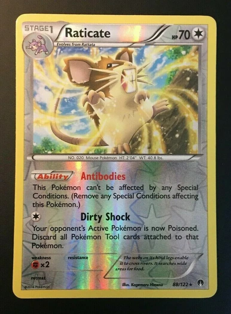 Raticate reverse holo card front, BREAKpoint 88/122