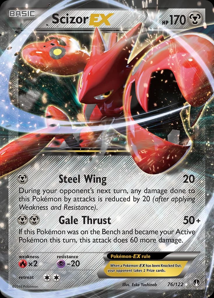 Scizor-EX card front, BREAKpoint 76/122