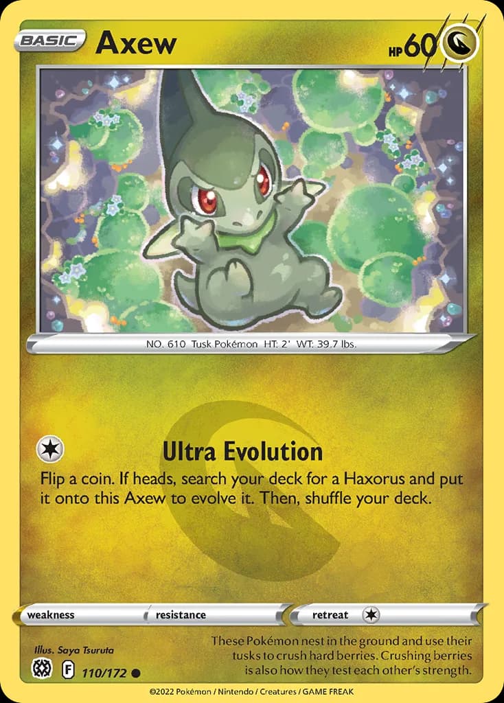Brilliant Stars Axew card front, 110/172