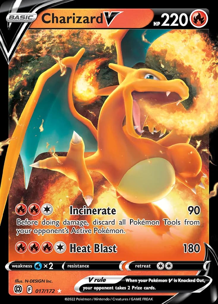 Brilliant Stars Charizard V card front, 17/172