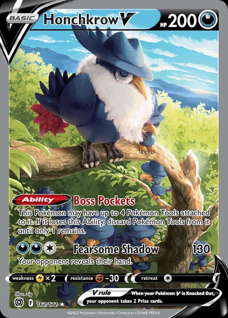 Brilliant Stars Honchkrow V card front, 162/172