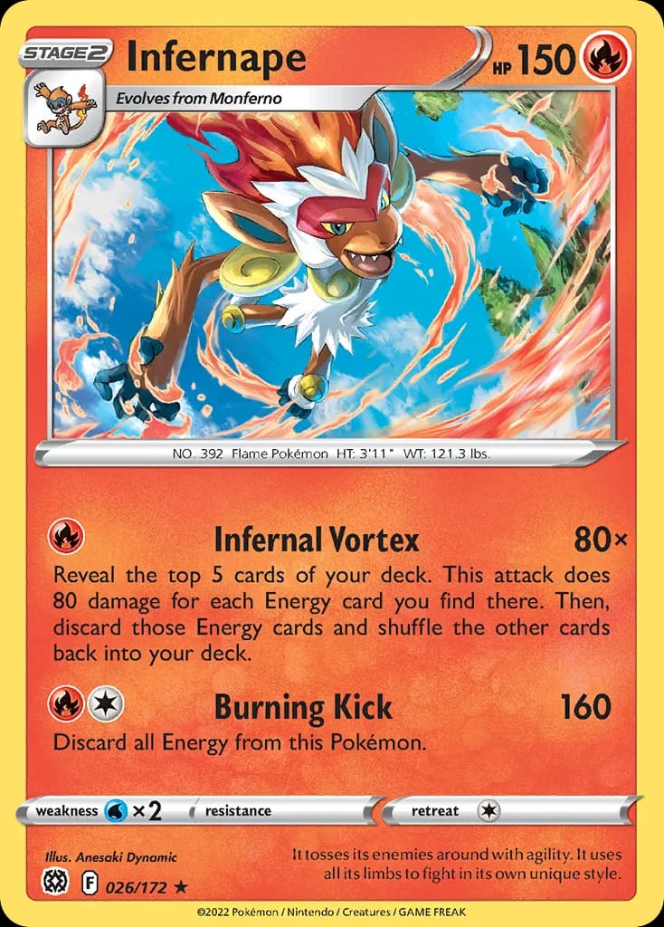Infernape card front, Brilliant Stars 26/172