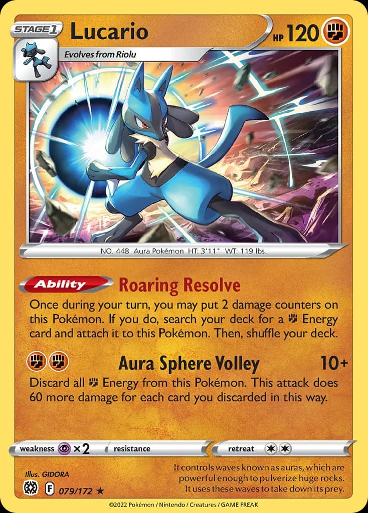 Lucario card front, Brilliant Stars 79/172