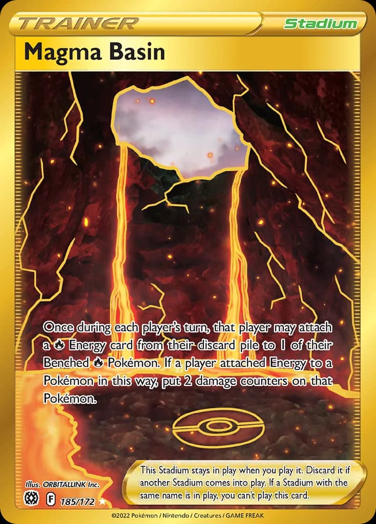 Brilliant Stars Magma Basin card front, 185/172