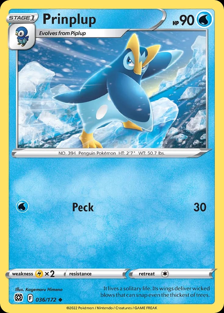 Brilliant Stars Prinplup card front, 36/172