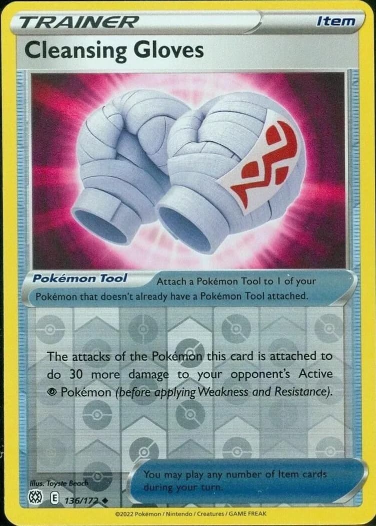 Cleansing Gloves reverse holo card front, Brilliant Stars 136/172