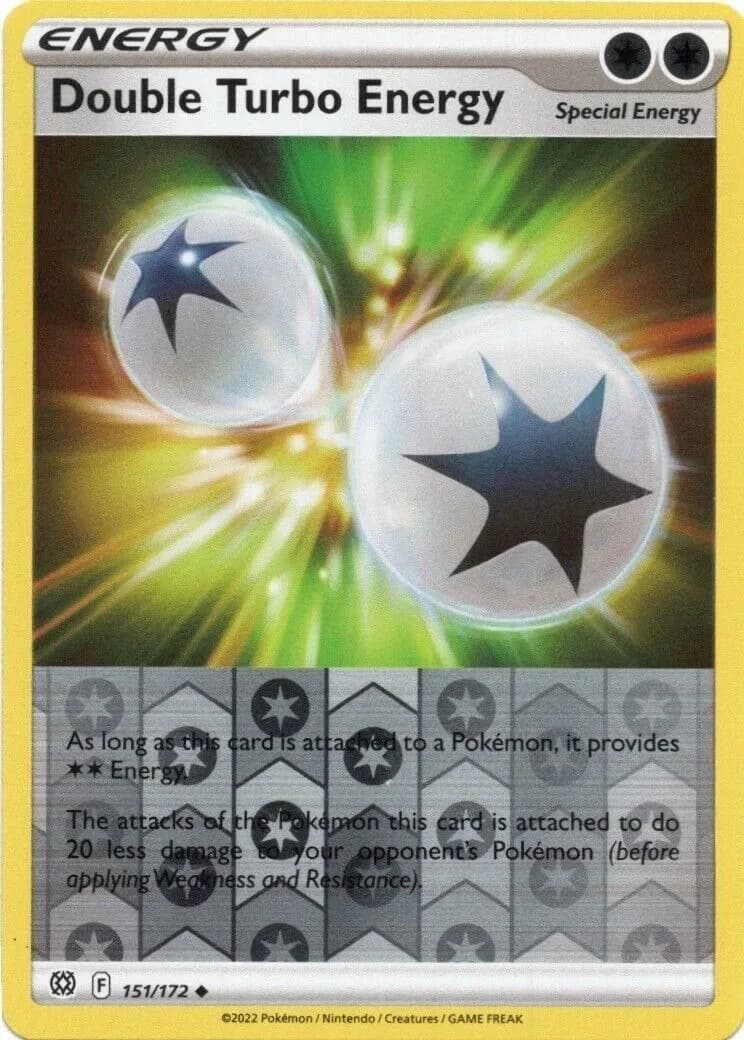 Double Turbo Energy reverse holo card front, Brilliant Stars 151/172
