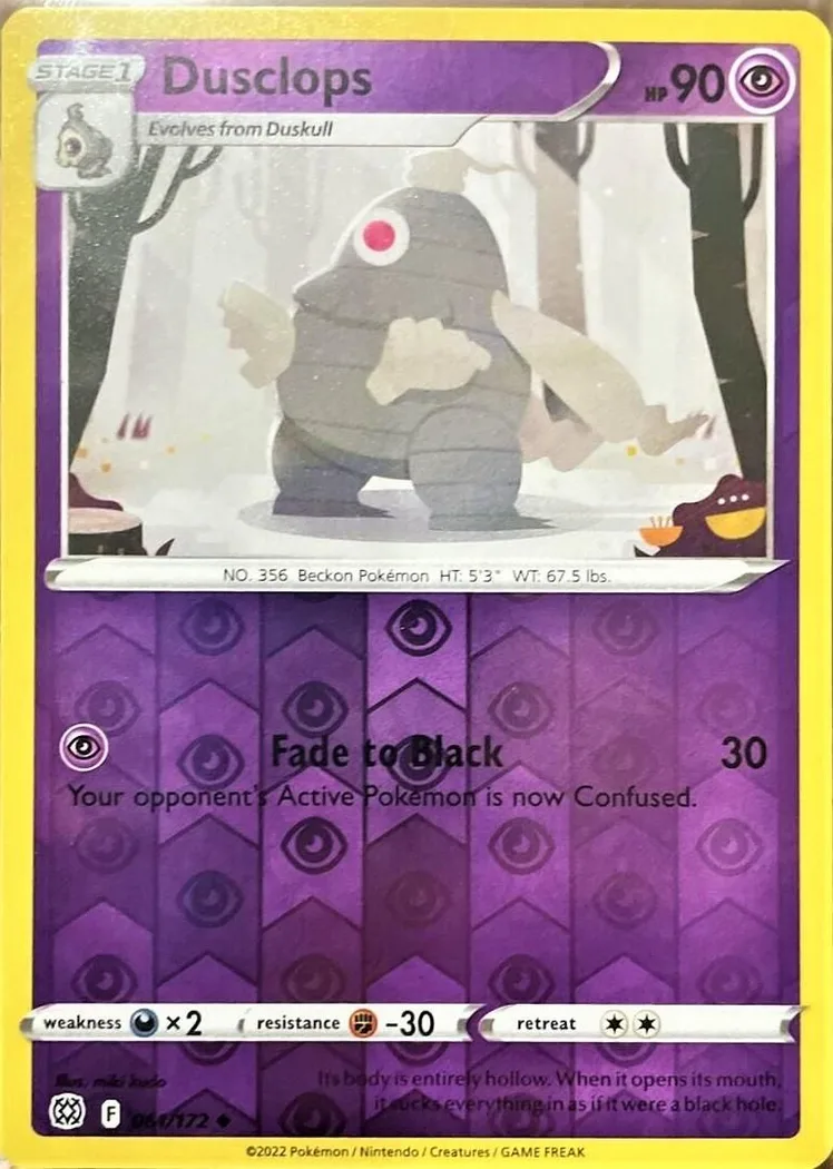 Dusclops reverse holo card front, Brilliant Stars 61/172