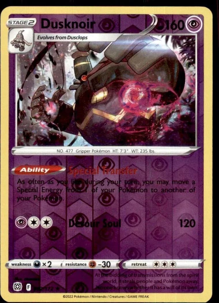 Dusknoir reverse holo card front, Brilliant Stars 62/172