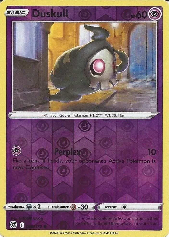 Duskull reverse holo card front, Brilliant Stars 60/172
