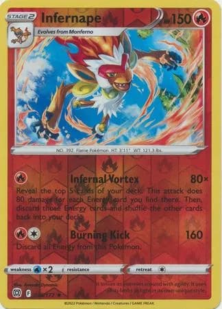Infernape reverse holo card front, Brilliant Stars 26/172