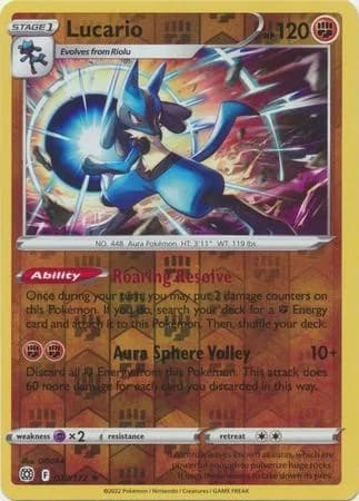 Lucario reverse holo card front, Brilliant Stars 79/172