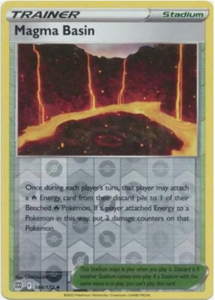 Magma Basin reverse holo card front, Brilliant Stars 144/172