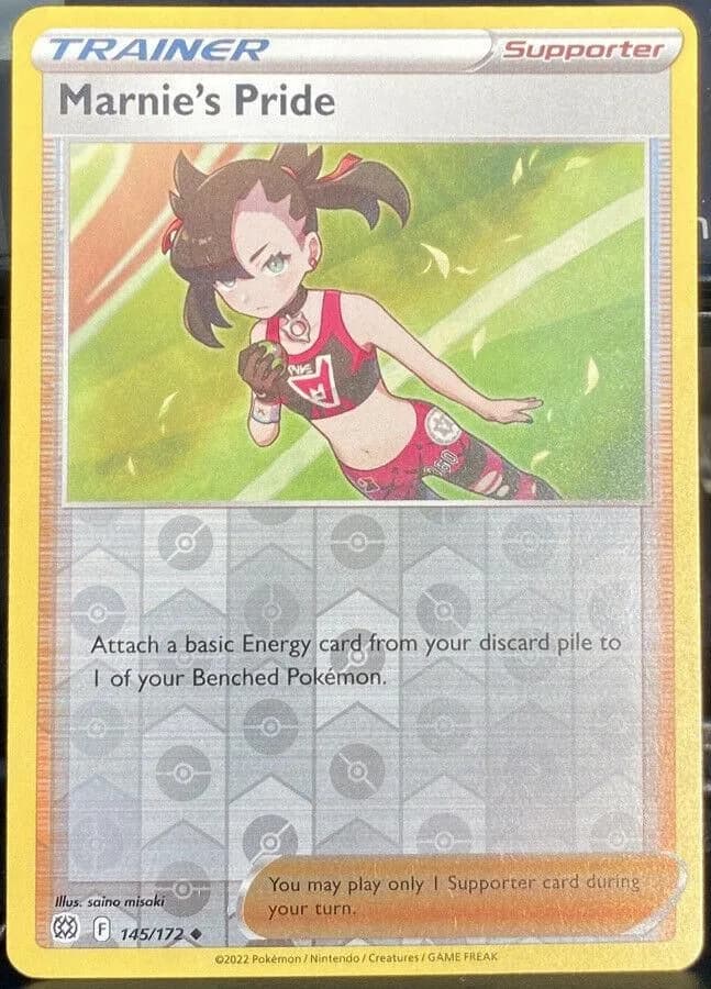 Marnie's Pride reverse holo card front, Brilliant Stars 145/172