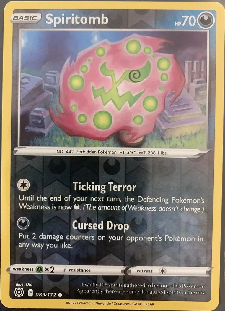 Spiritomb reverse holo card front, Brilliant Stars 89/172