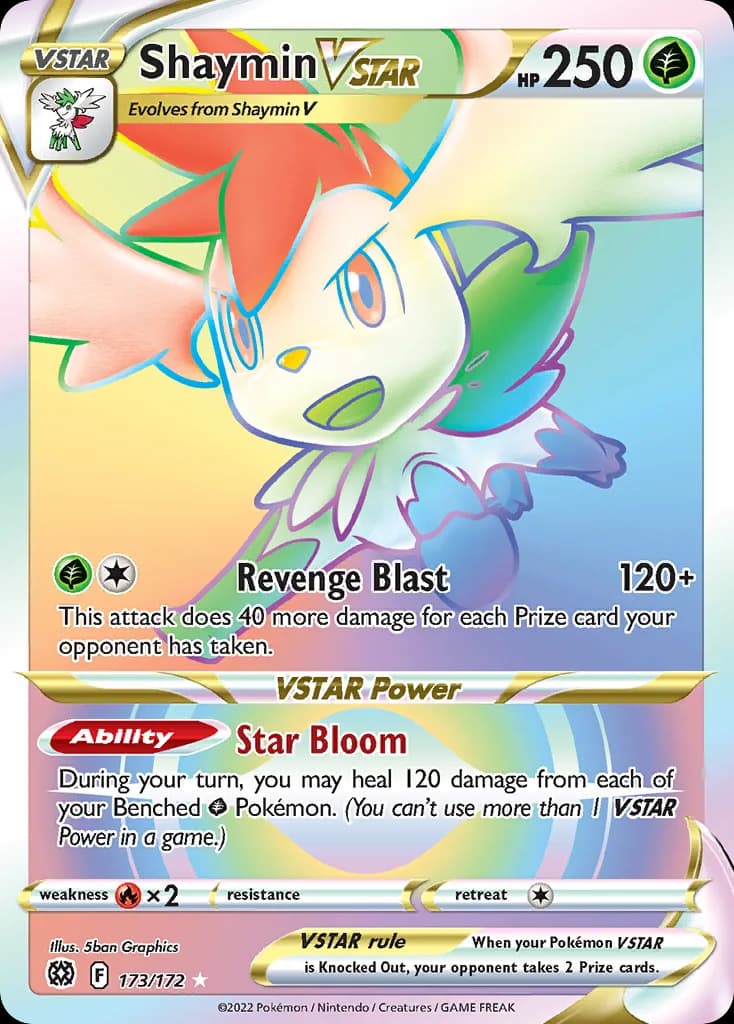 Shaymin VSTAR card front, Brilliant Stars 173/172