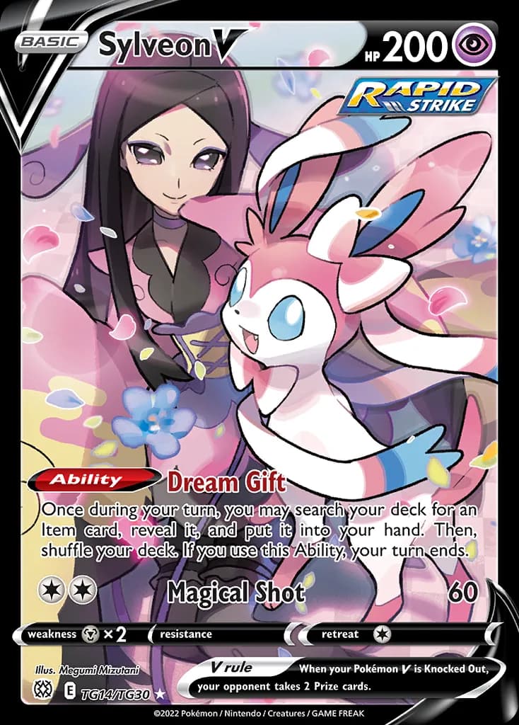 Sylveon V card front, Brilliant Stars TG14/TG30