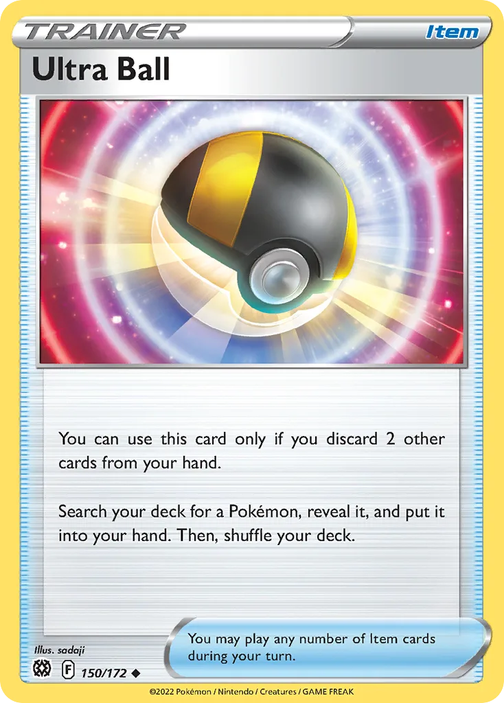Ultra Ball, Brilliant Stars 150/172, English non-holo base-card reference; reverse-holo finish is not shown