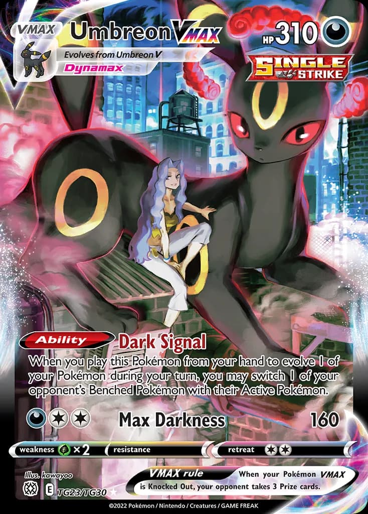 Brilliant Stars Trainer Gallery Umbreon VMAX card front, TG23