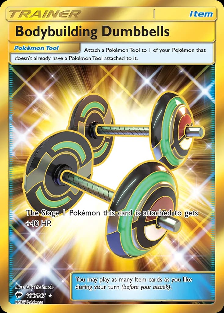 Burning Shadows Bodybuilding Dumbbells card front, 161/147