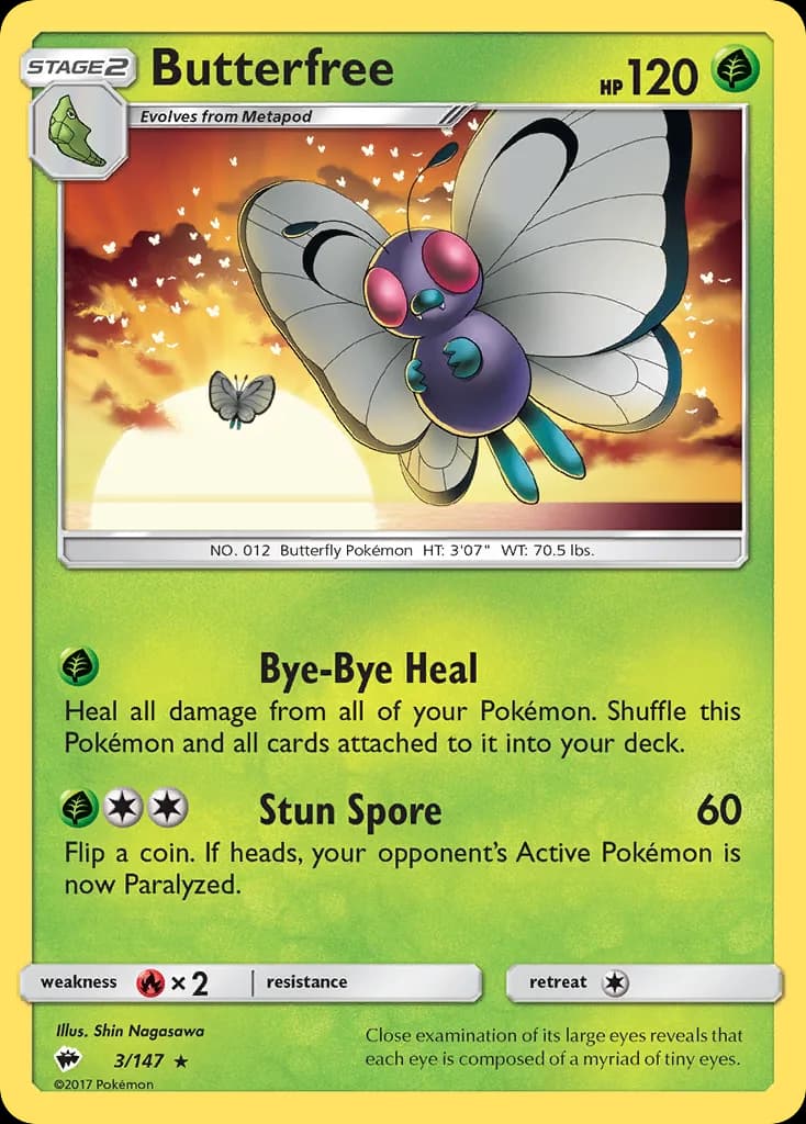 Burning Shadows Butterfree card front, 3/147