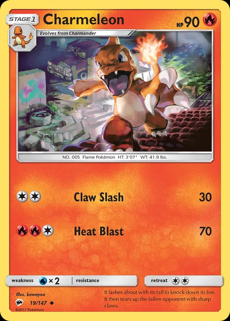 Burning Shadows Charmeleon card front, 19/147