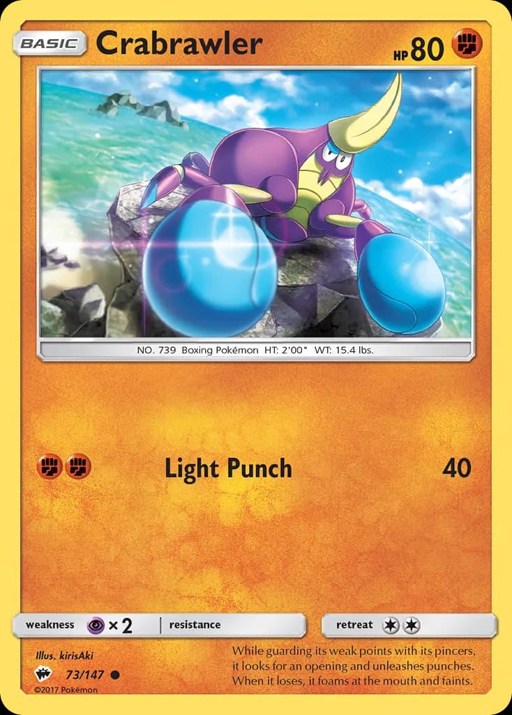 Burning Shadows Crabrawler card front, 73/147