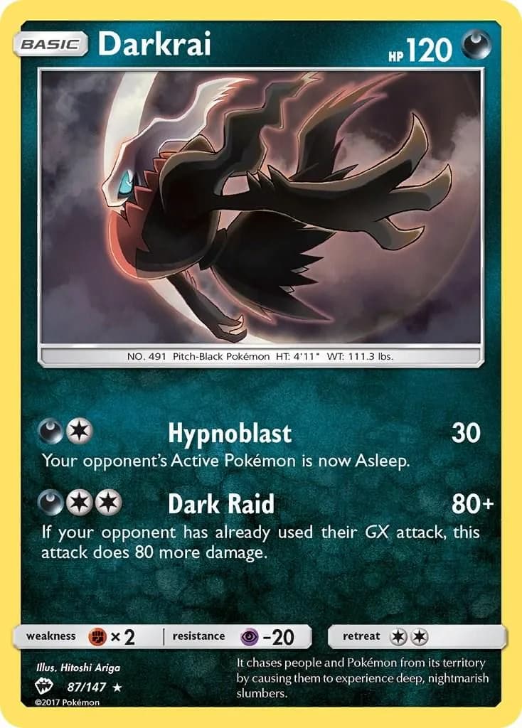 Darkrai card front, Burning Shadows 87/147