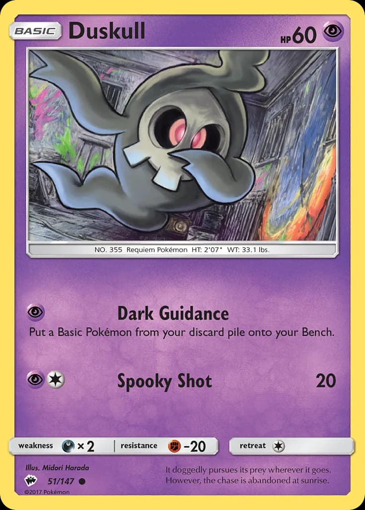 Burning Shadows Duskull card front, 51/147