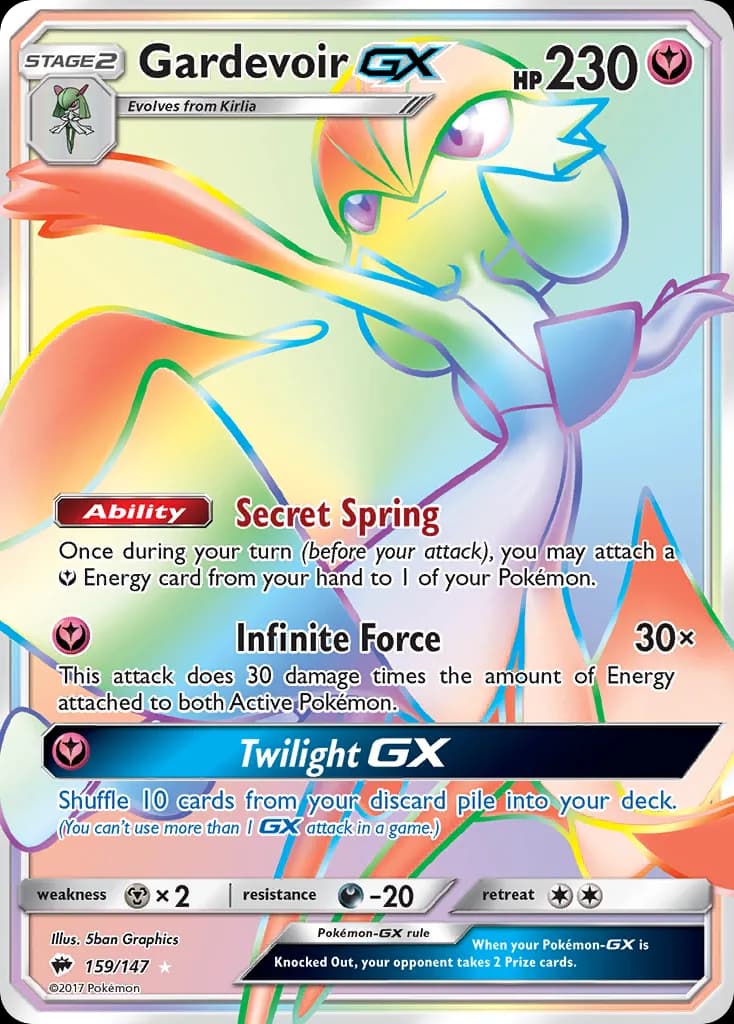 Gardevoir-GX card front, Burning Shadows 159/147