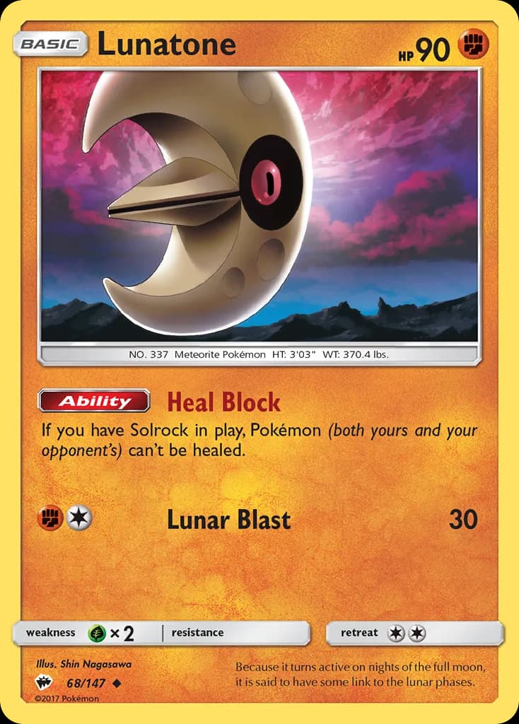 Burning Shadows Lunatone card front, 68/147