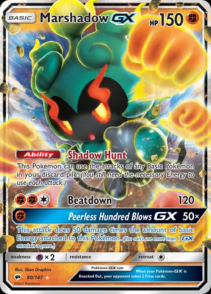 Burning Shadows Marshadow-GX card front, 80/147
