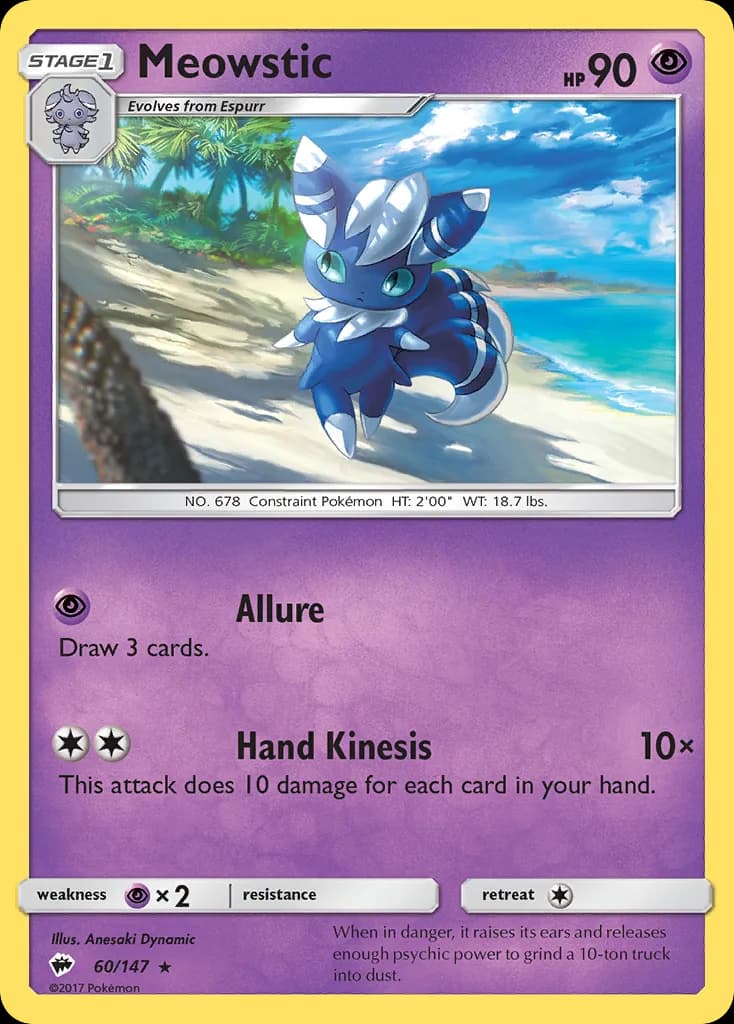Burning Shadows Meowstic card front, 60/147