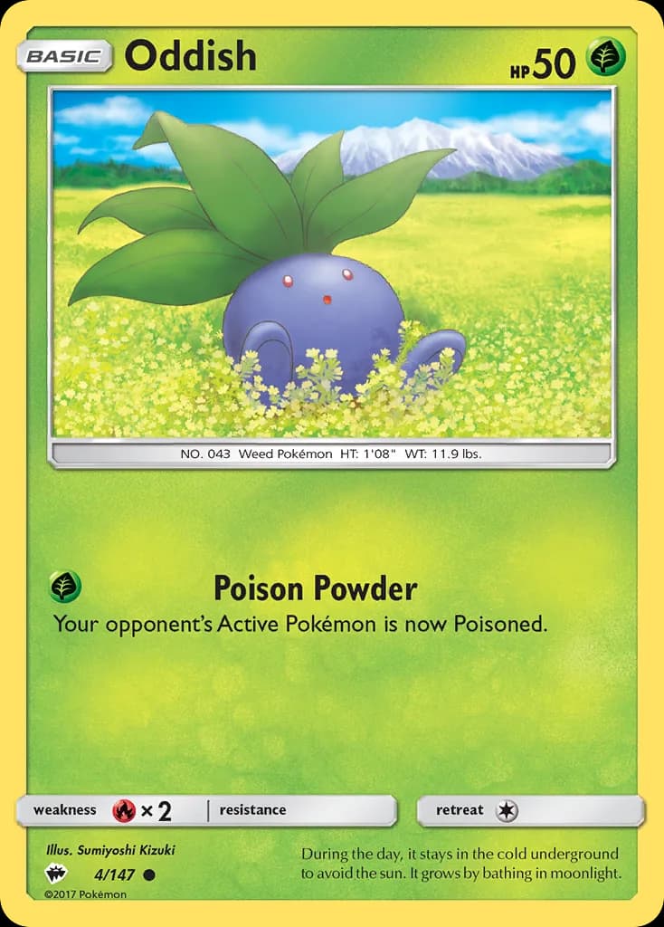 Burning Shadows Oddish card front, 4/147