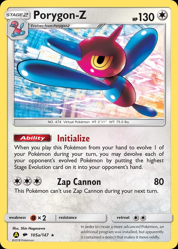 Porygon-Z card front, Burning Shadows 105a/147