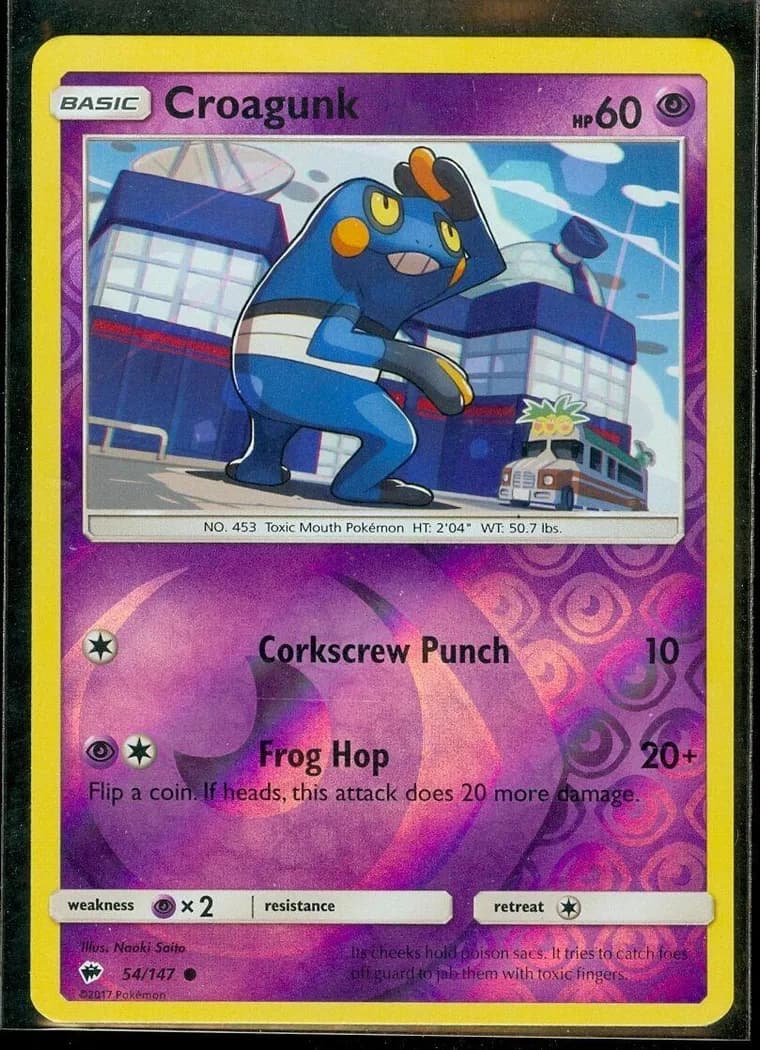 Croagunk reverse holo card front, Burning Shadows 54/147