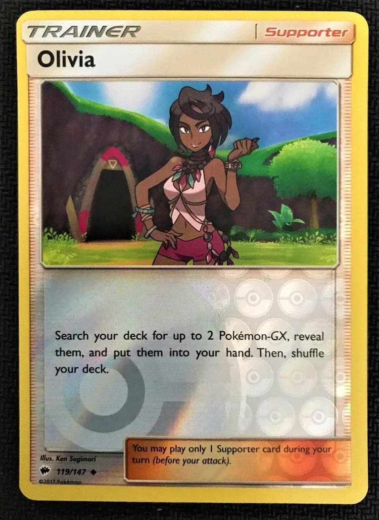 Olivia reverse holo card front, Burning Shadows 119/147
