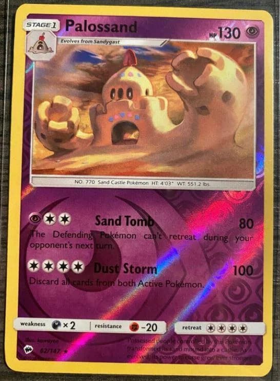 Palossand reverse holo card front, Burning Shadows 62/147