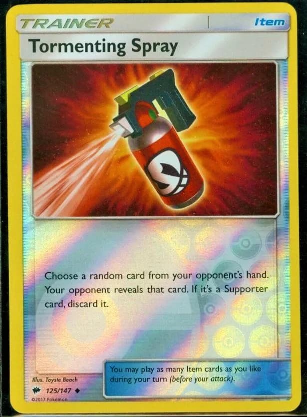Tormenting Spray reverse holo card front, Burning Shadows 125/147
