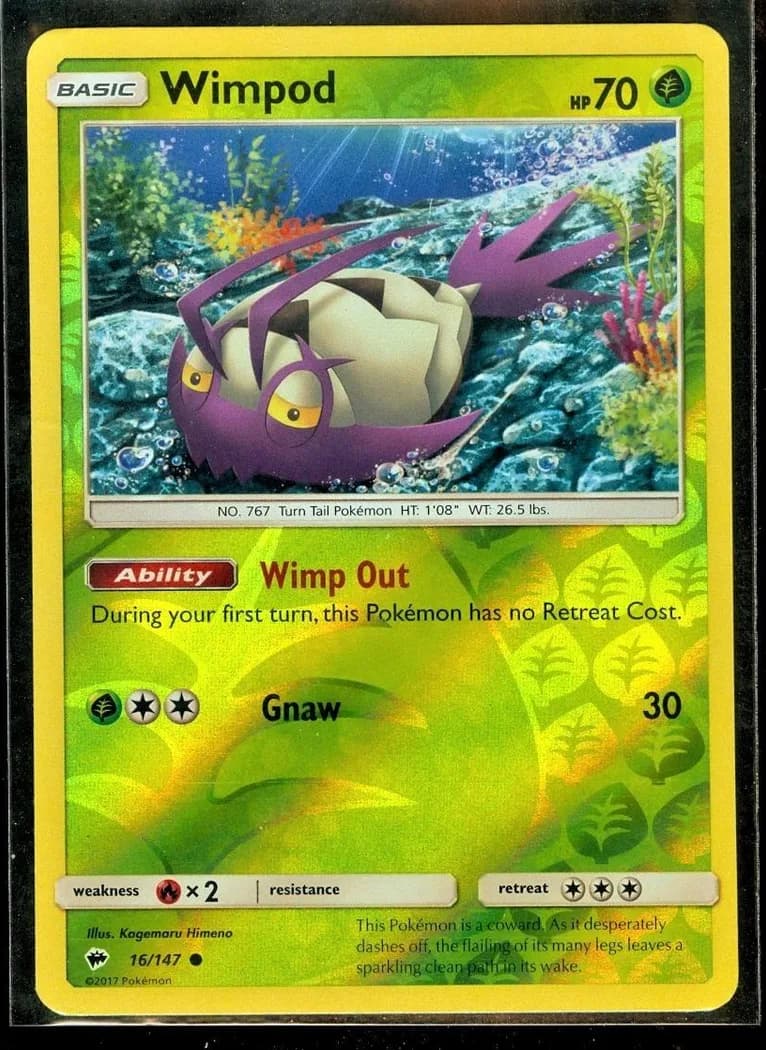 Wimpod reverse holo card front, Burning Shadows 16/147