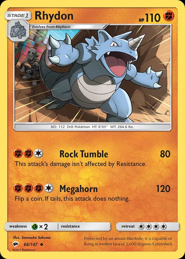 Burning Shadows Rhydon card front, 66/147