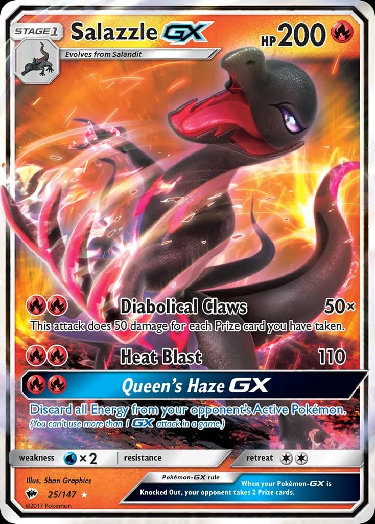 Burning Shadows Salazzle-GX card front, 25/147