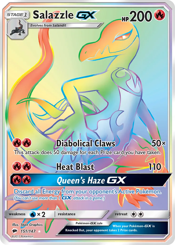 Burning Shadows Salazzle-GX card front, 151/147
