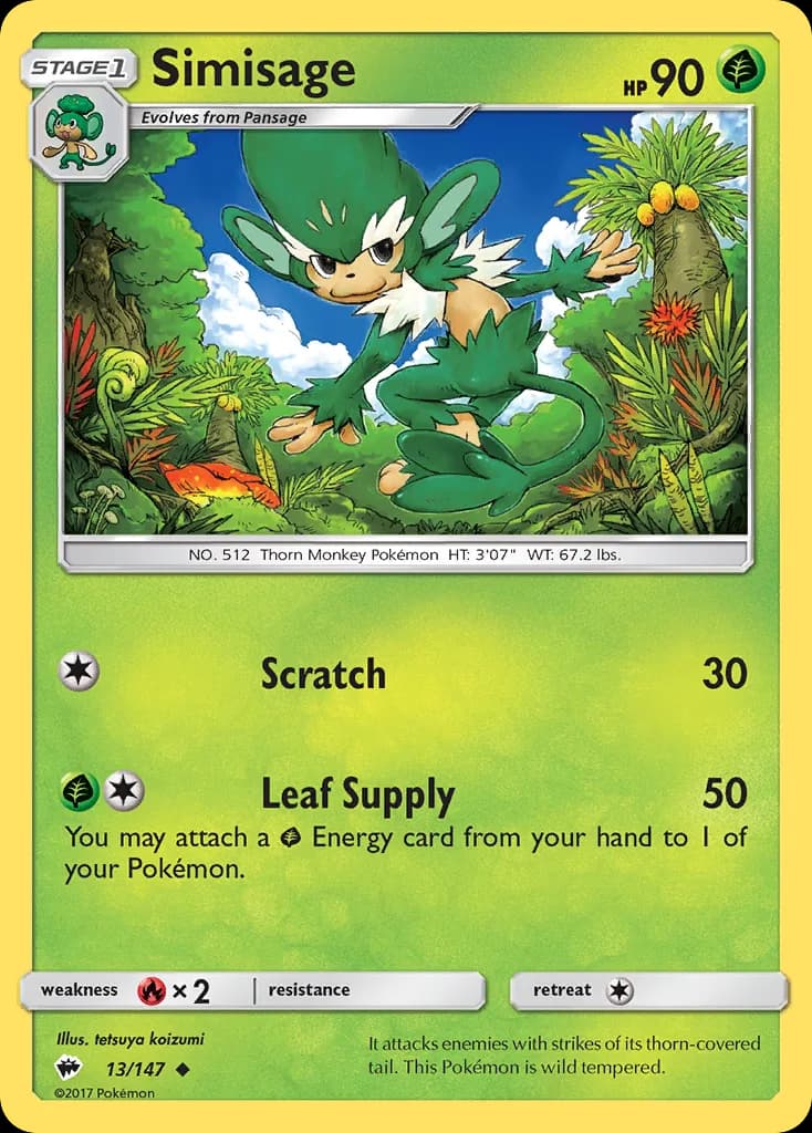 Burning Shadows Simisage card front, 13/147