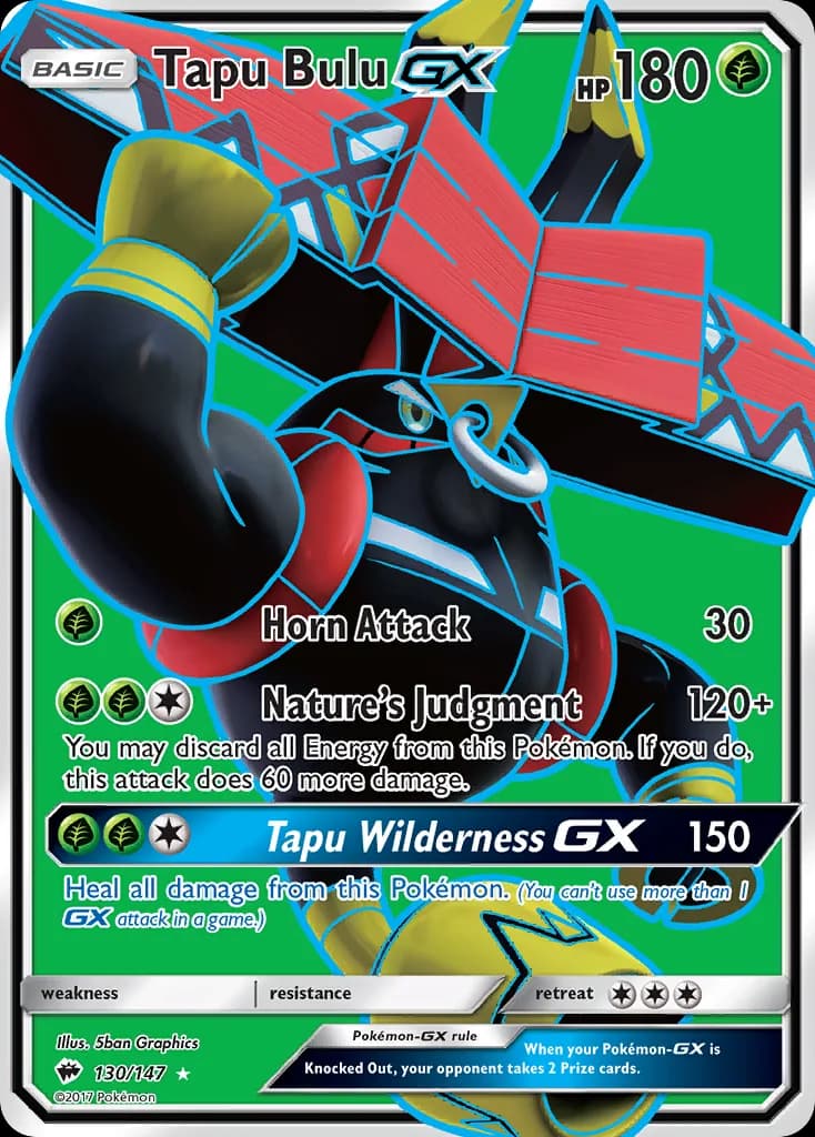Burning Shadows Tapu Bulu-GX card front, 130/147