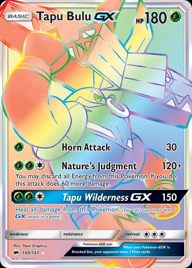 Burning Shadows Tapu Bulu-GX card front, 149/147