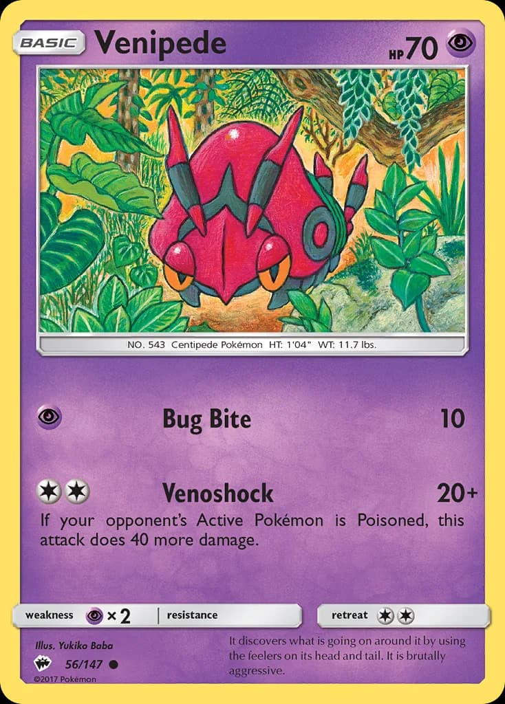 Burning Shadows Venipede card front, 56/147