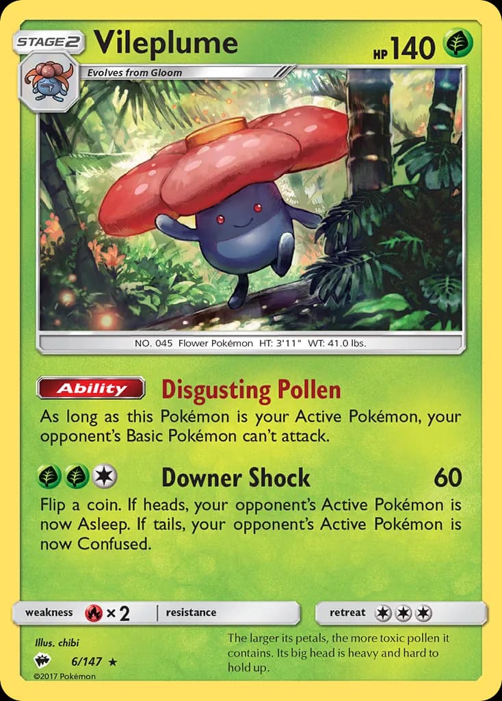 Burning Shadows Vileplume card front, 6/147