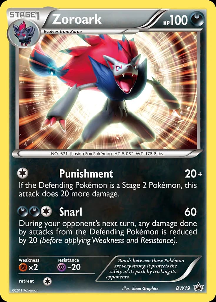 Zoroark card front, BW Black Star Promos BW19