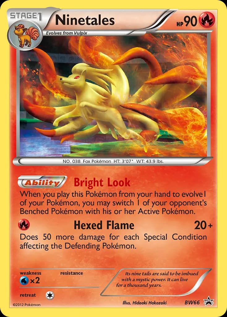Ninetales card front, BW Black Star Promos BW66